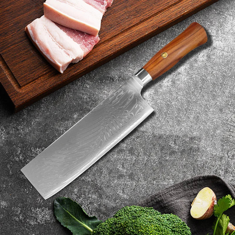 InLeung Damascus Steel Cleaver – Handmade Sharp Chef Knife Damascus Chef Cleaver Axl