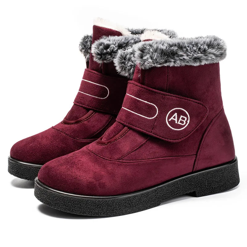 HAJINK Women's Faux Fur Ankle Snow Boots – Warm Winter Booties Women's Ankle Boots Axl wine red 42