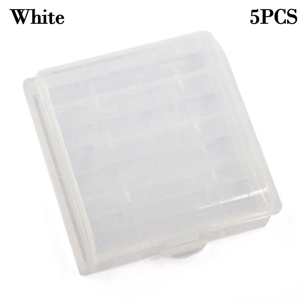 4-Battery Holder Case – AA AAA 14500 10440 Hard Plastic Box Battery Storage Case Axl White 1pc