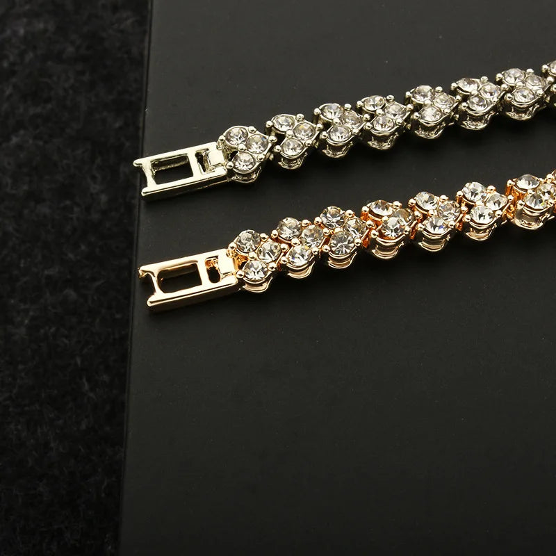 Heart Rhinestone Crystal Charm Bracelet – Women's Bangle Charm Bangle Bracelet Axl