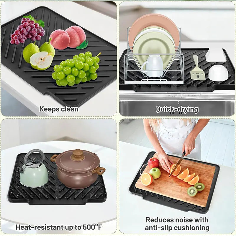 Silicone Dish Drying Pad – Non-Slip Heat Resistant Drain Mat Dish Drying Mat Axl
