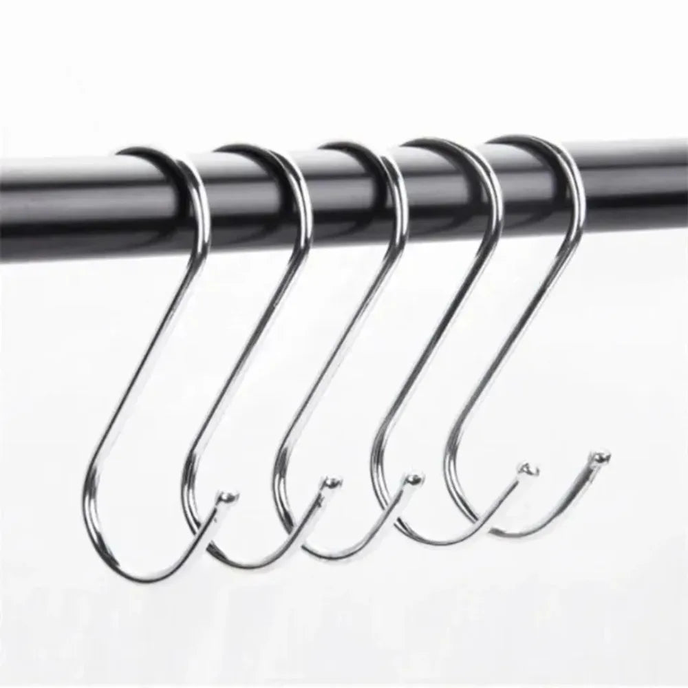 10-Pack Stainless Steel S Hooks – No-Drill Kitchen Organizer Storage S Hooks Axl