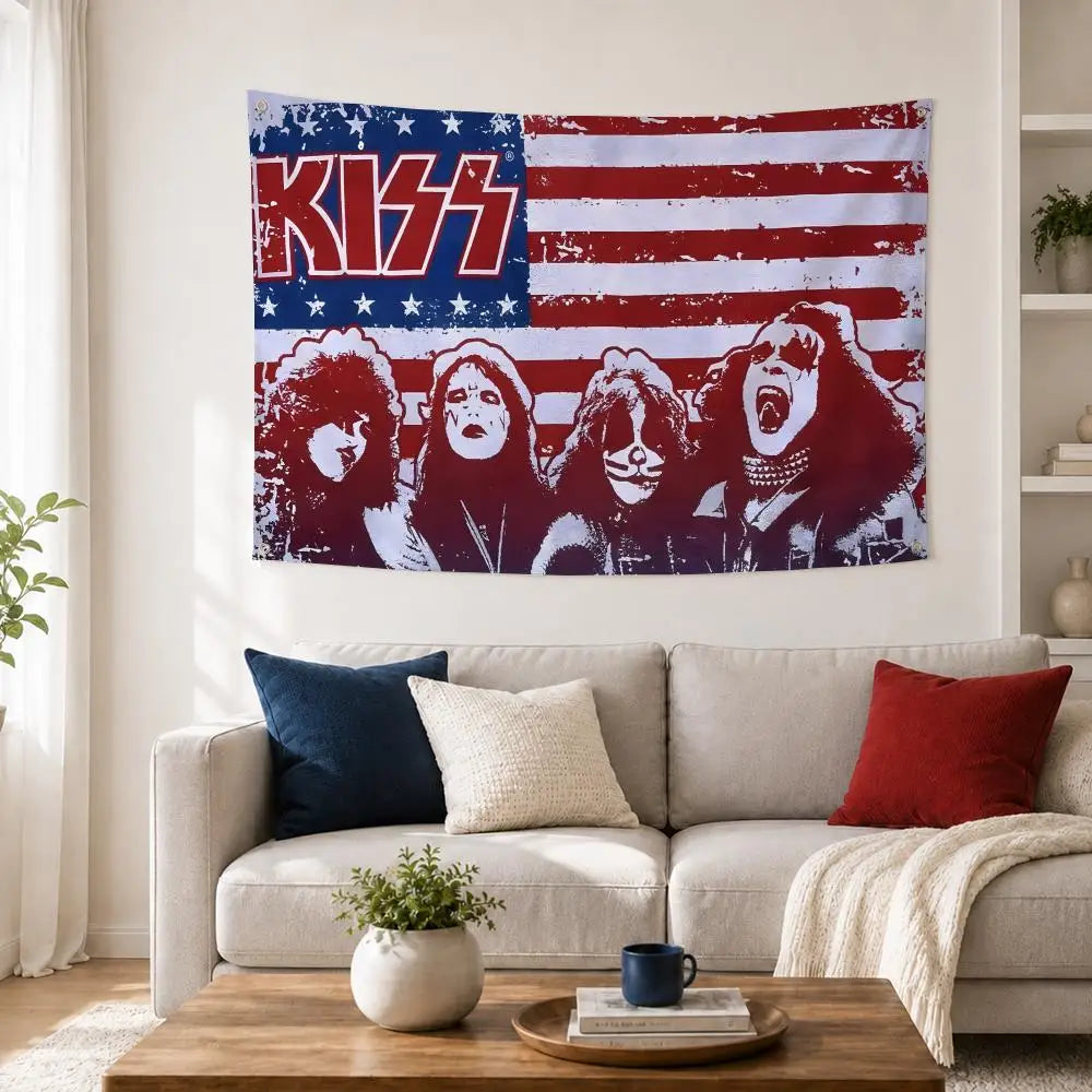 KISS Band Flag – Wall Banner for Bedroom & Concerts | 6 Sizes Band Wall Flag Axl