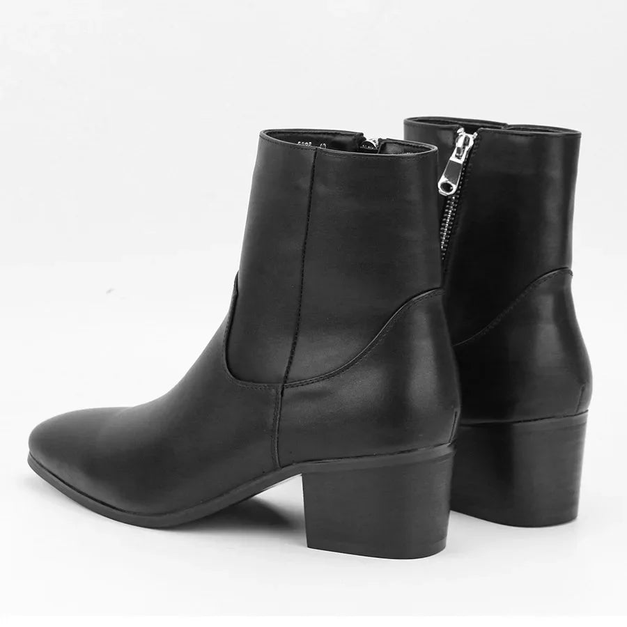Men's Handmade Chunky Heel Motorcycle Ankle Boots | Zipper Motorcycle Ankle Boots Axl