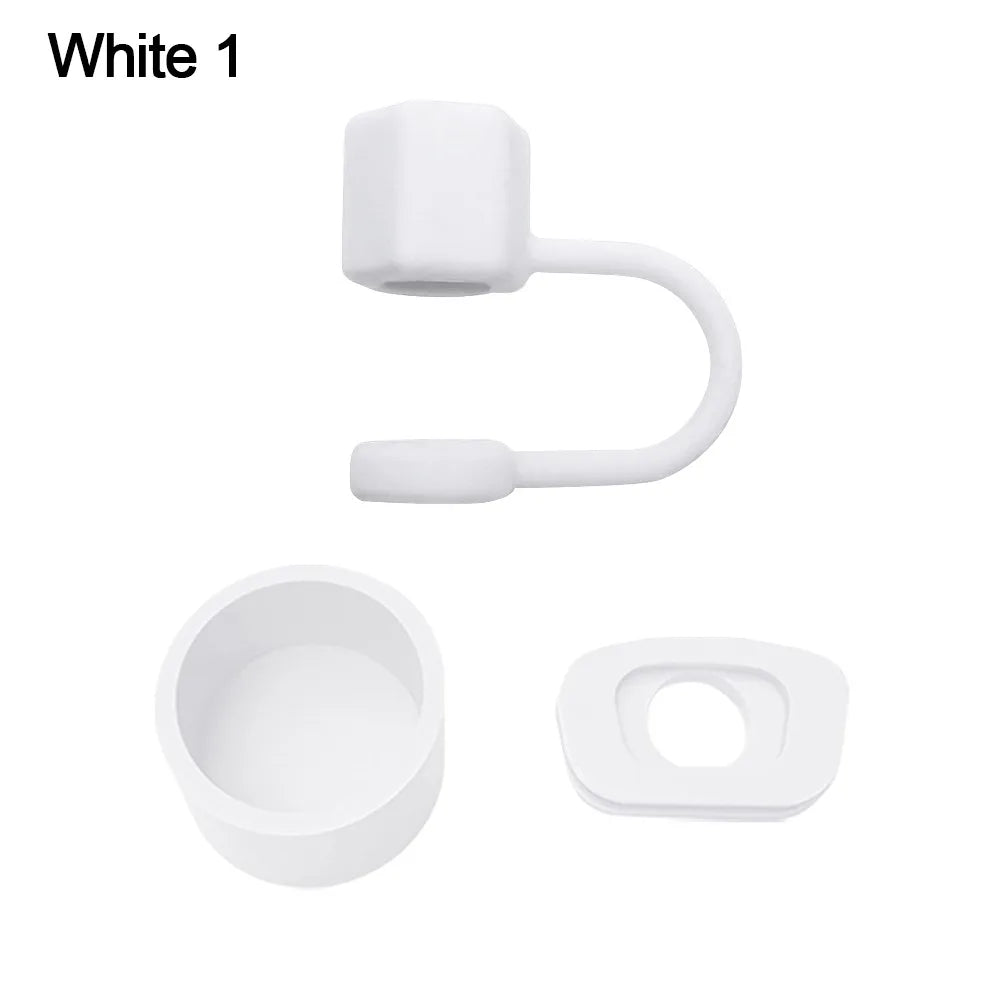 Silicone Straw Caps 3-Pack – 10mm Dustproof Straw Toppers Straw Accessories Axl White1
