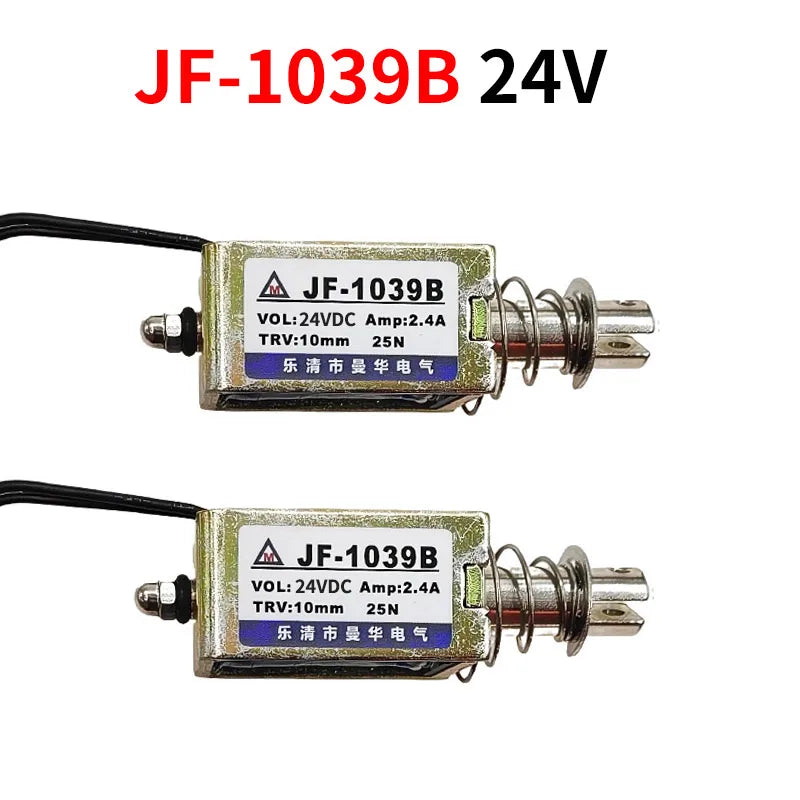 2-Pack JF-1039 DC 12V Push-Pull Solenoid 25N 10mm | Actuator Linear Solenoid Actuator Axl JF-1039B 24V 2PCS