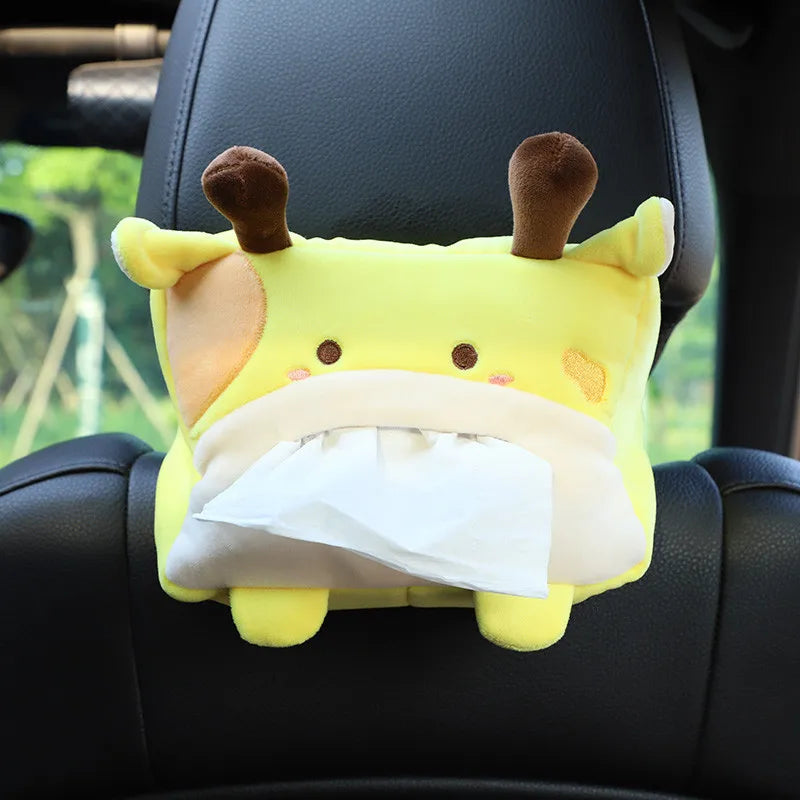 Cartoon Plush Tissue Box Holder – Car Armrest & Backseat Cover Car Tissue Holder Axl A3