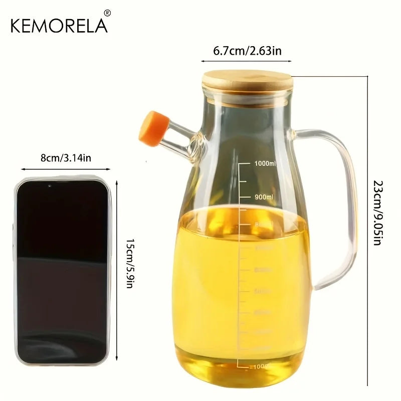 KEMORELA Glass Olive Oil Bottle – Leak-Proof Dispenser Oil Bottle Dispenser Axl