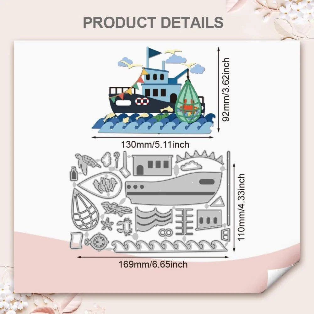 Sailing Ship Metal Cutting Dies – Nautical Scrapbooking Stencil Metal Cutting Die Axl