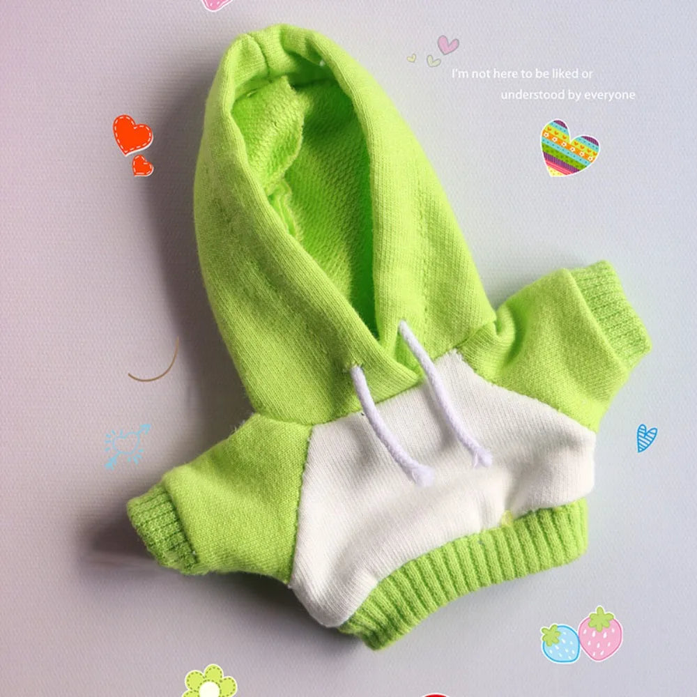 Handmade Hoodie for 10cm Cotton Dolls – Sweatshirt Outfit Doll Clothing Axl Green with Hat
