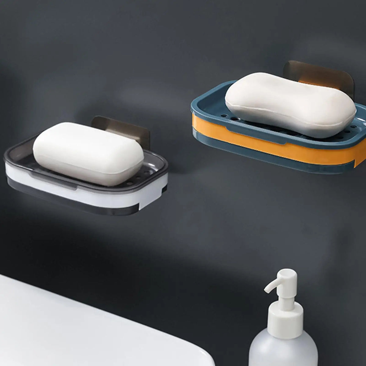 No-Drill Wall Soap Dish with Drain – Self-Adhesive Holder Wall Soap Dish Axl