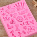 Crown Bowknot Silicone Mold – Chocolate Candy Fondant Baking Silicone Baking Mold Axl Pink
