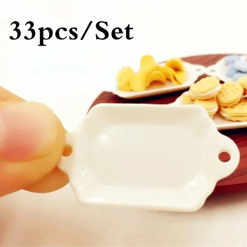 33-Piece Miniature Kitchen Tableware Set – Doll Accessories Doll Kitchen Accessories Axl