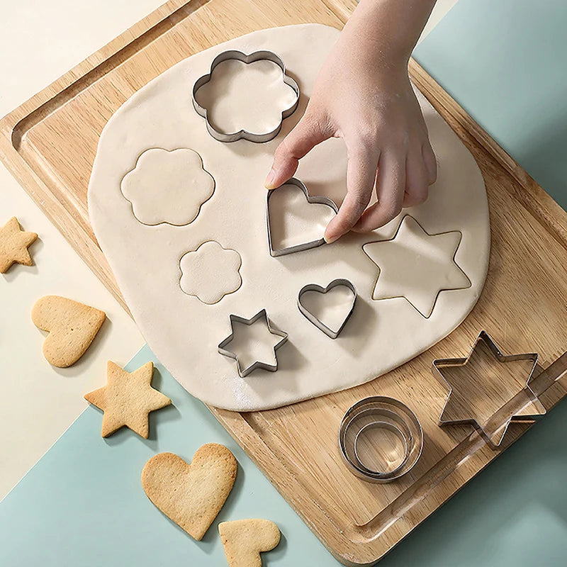 3pc Stainless Steel Cookie Cutters – Star, Heart & Flower Cookie Cutter Set Axl