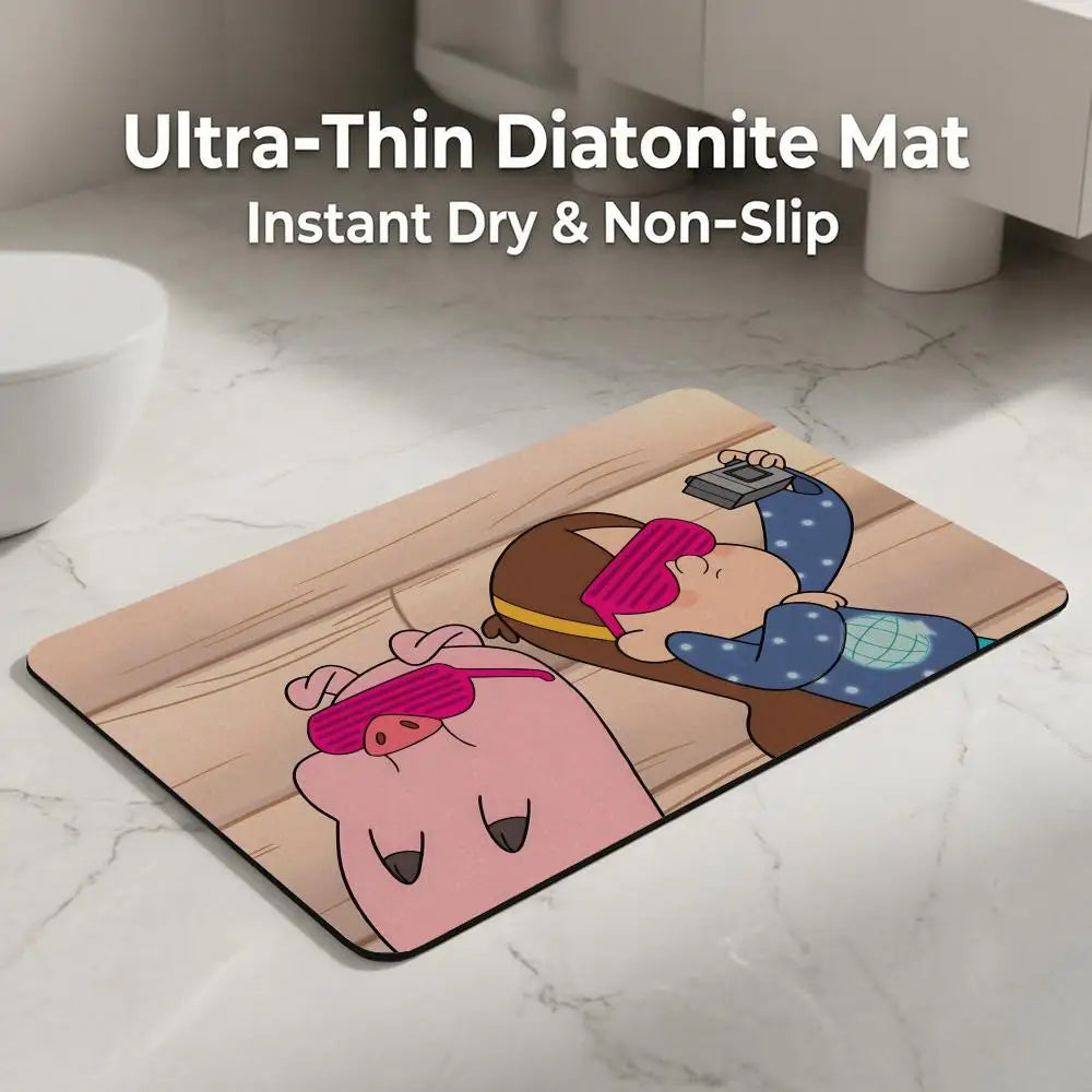 Cartoon Pig Diatomite Bath Mat – Quick Dry Non-Slip Floor Mat Diatomite Bath Mat Axl