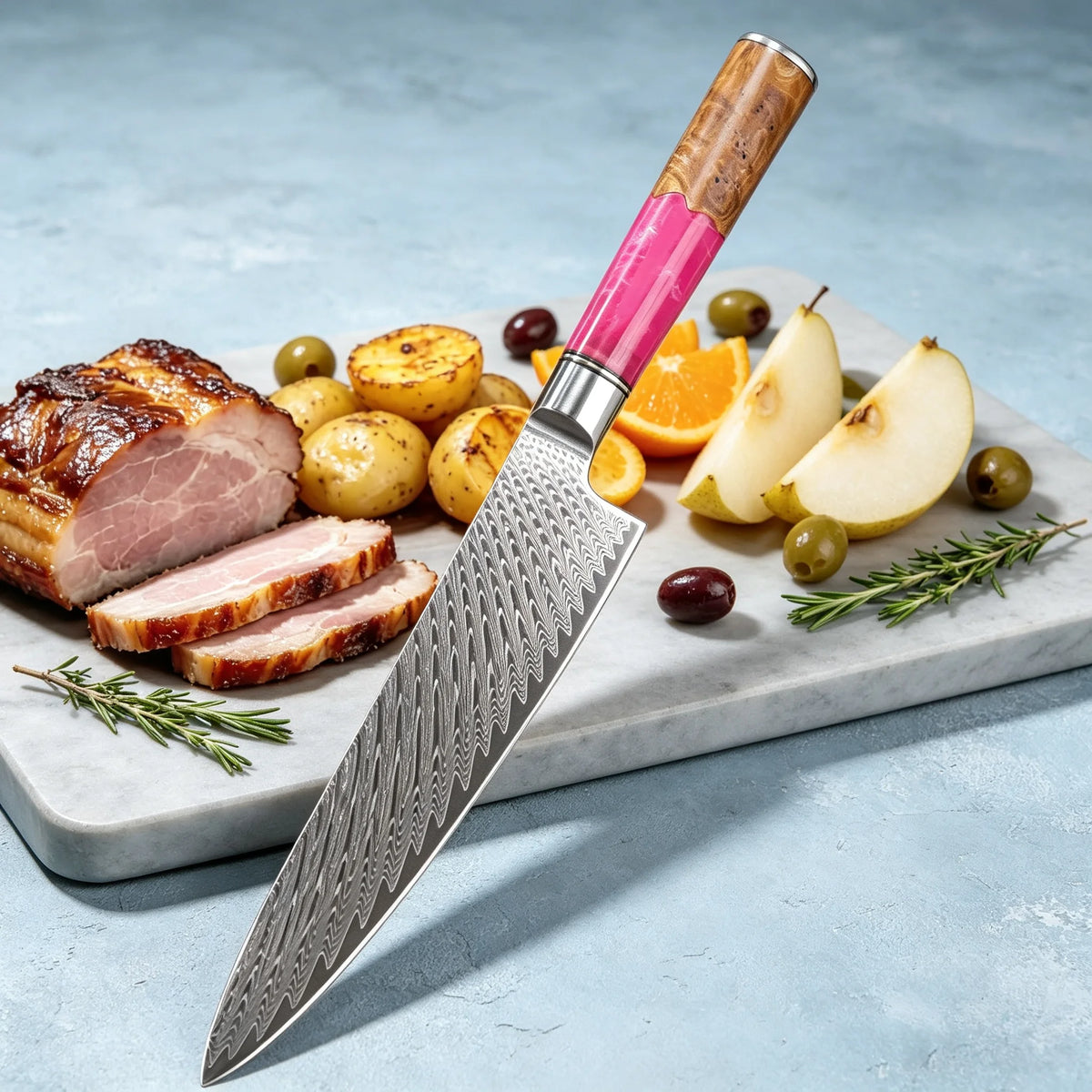 Damascus Steel Chef Knife – 19.4cm Blade for Kitchen & Cooking Damascus Chef Knife Axl