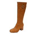 Women's Knee-High Boots | Square Heel Round Toe Buckle Knee-High Boots Axl 37 Brown