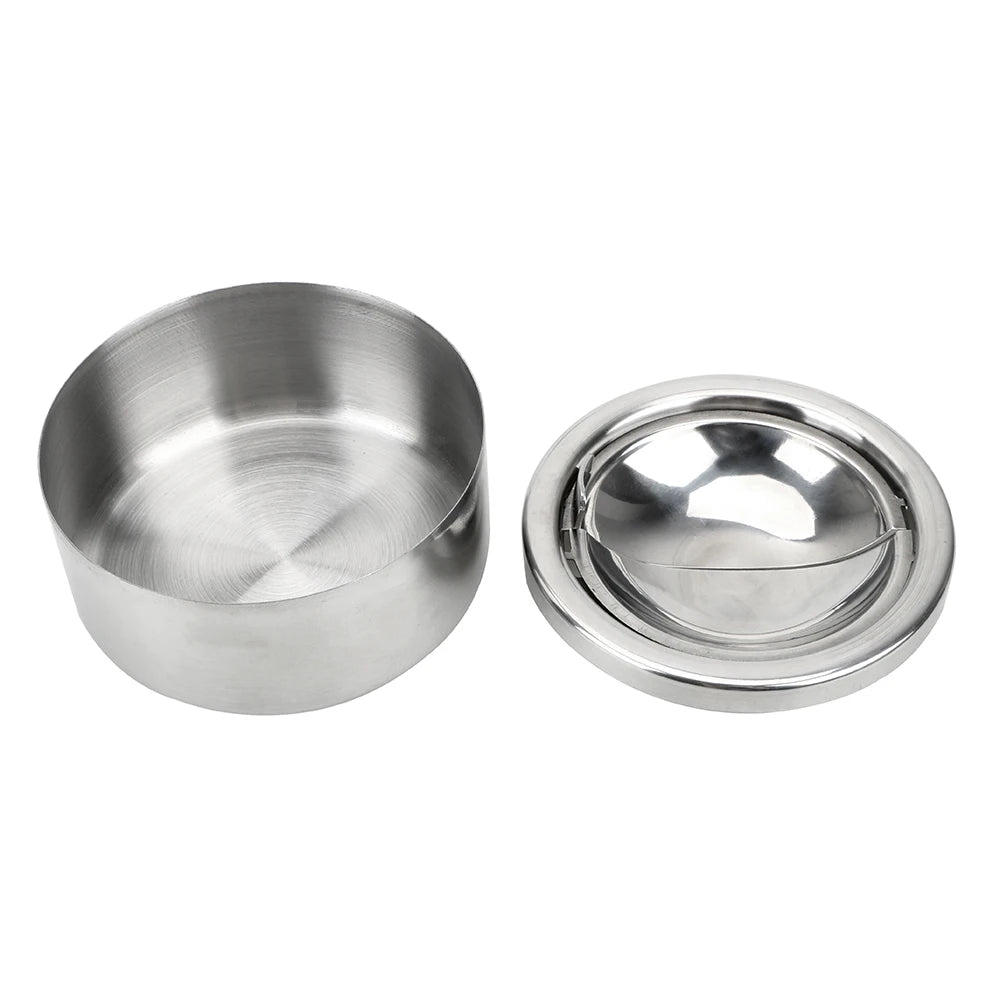 Stainless Steel Lidded Ashtray – Round Windproof Portable Lidded Ashtray Axl