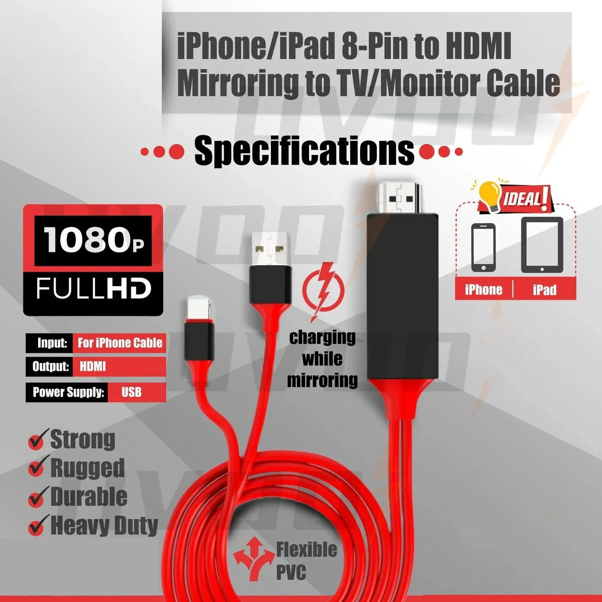 1080P Digital AV Adapter – iPhone & iPad to HDTV Cable Digital AV Adapter Axl
