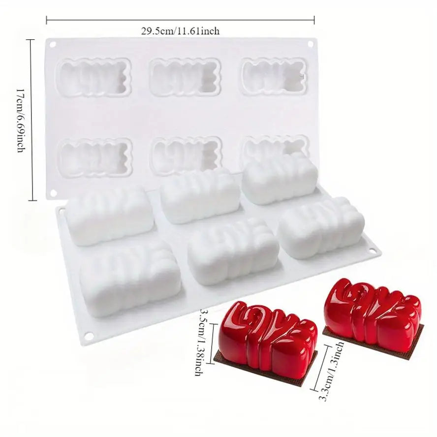 6-Cavity LOVE 3D Silicone Mold – Cake, Chocolate & Soap Silicone Baking Mold Axl