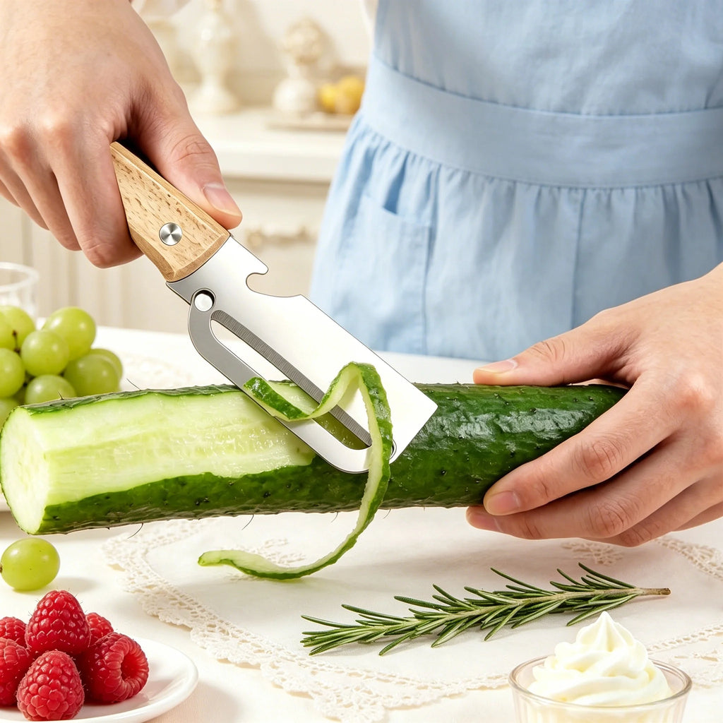 Stainless Steel Vegetable & Fruit Peeler – Sharp Wood Handle Vegetable Peeler Axl