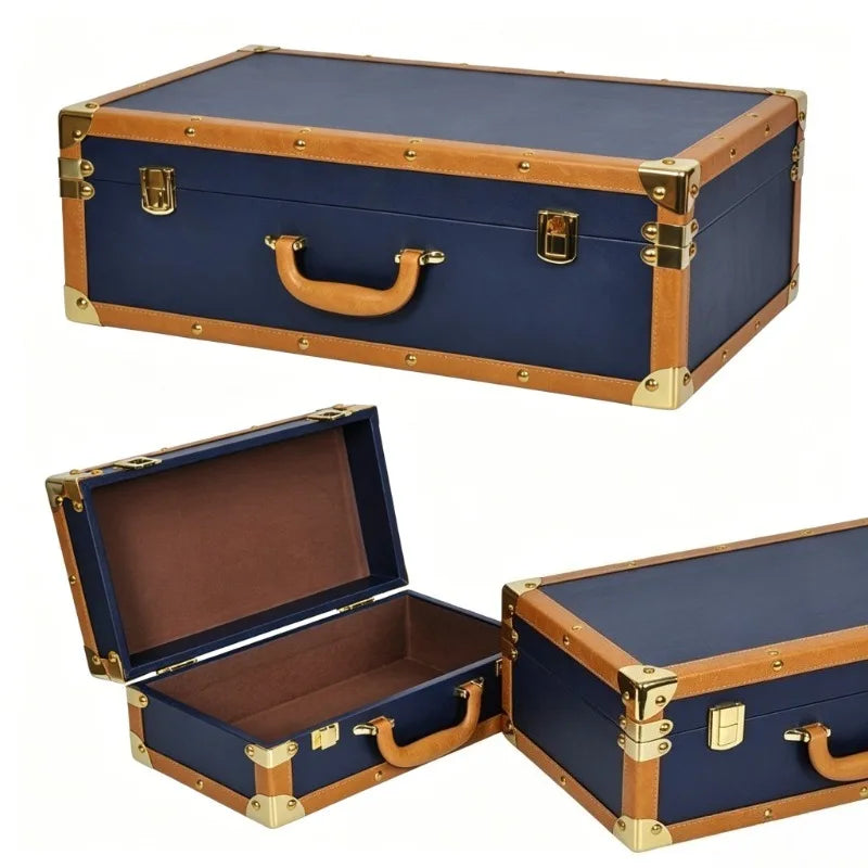Large Vintage Leather Storage Box – Luxury Bedroom Organizer Leather Storage Box Axl