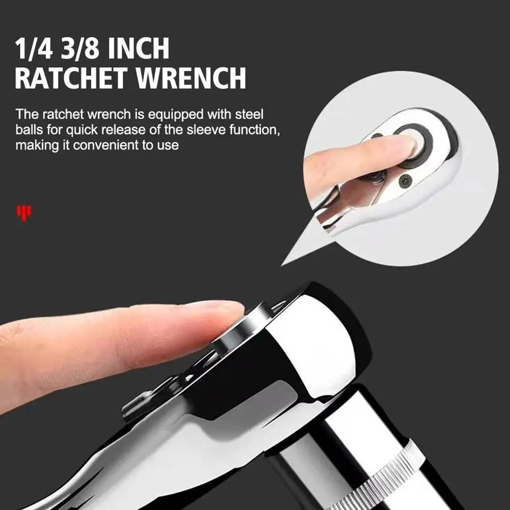 Quick Ratchet Wrench 1/4" 3/8" 1/2" Chrome Vanadium Steel Tool Ratchet Socket Wrench Axl