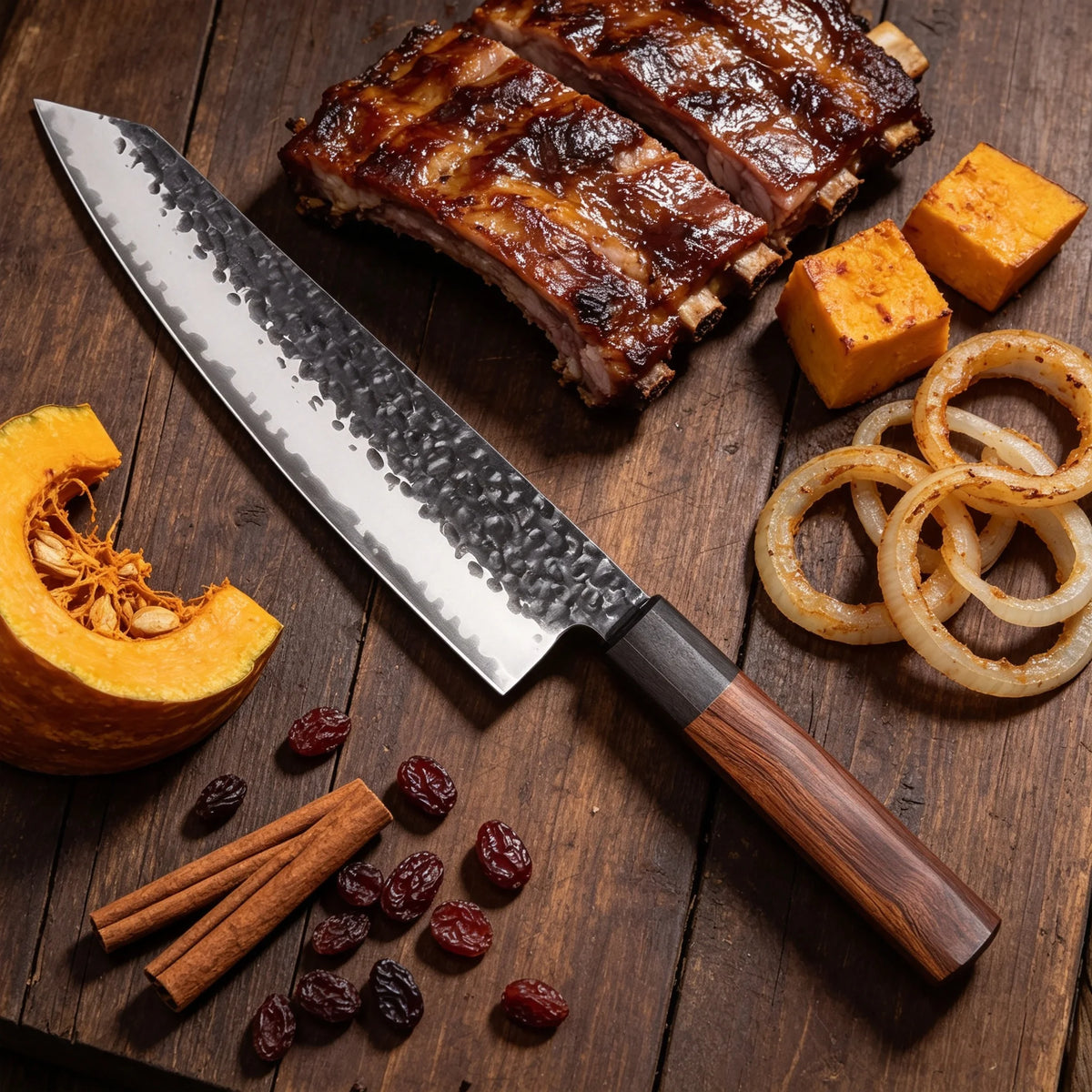 Japanese Kiritsuke Chef Knife – Hand Hammered Forged Steel Chef Knife Axl