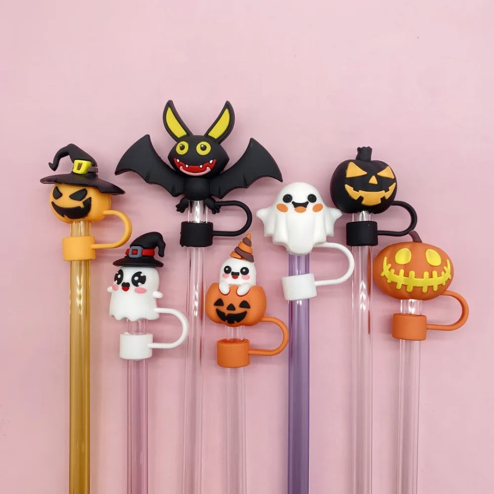 7-Pack Halloween Silicone Straw Caps – BPA-Free Dustproof Covers Straw Covers Axl