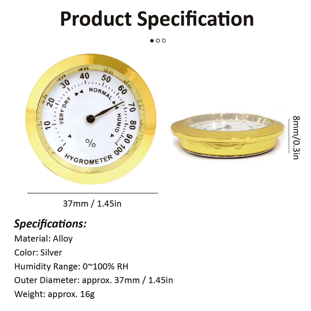 43mm Round Analog Hygrometer for Humidors, Guitar & Wine Box Analog Hygrometer Axl