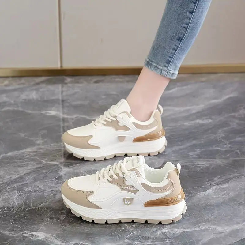 Women's Platform Sneakers – Thick Sole Non-Slip Casual Walking Shoes Platform Sneakers Axl Khaki 35