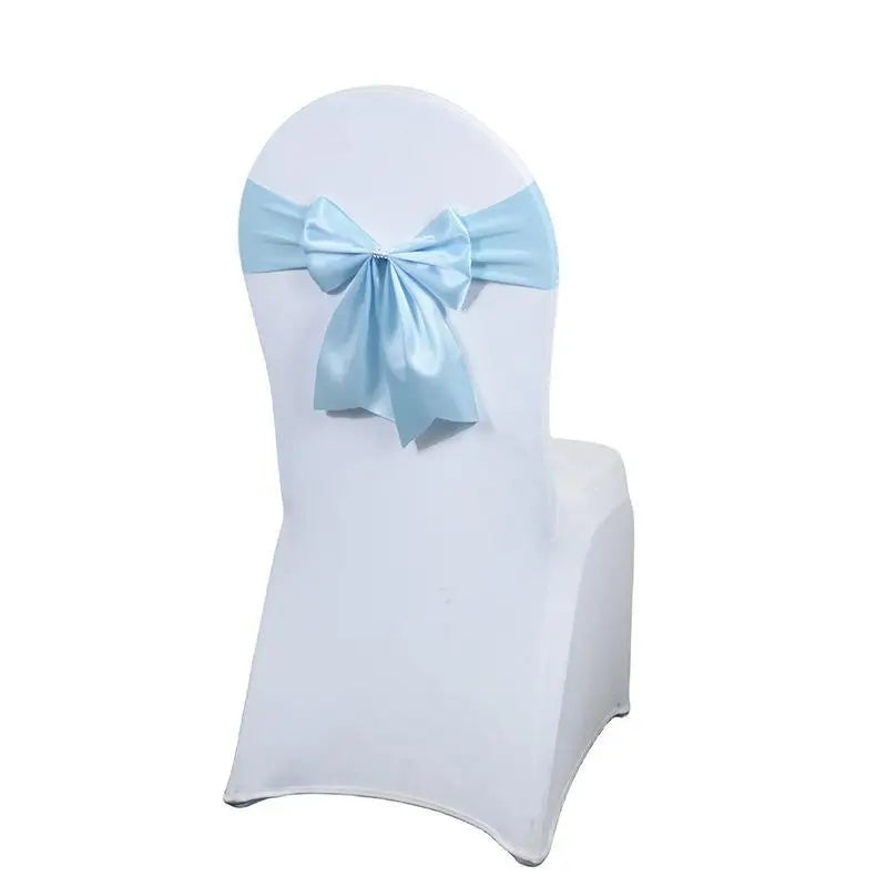 Satin Chair Bow Sash with Rhinestone – Wedding & Party Décor Chair Bow Sash Axl G