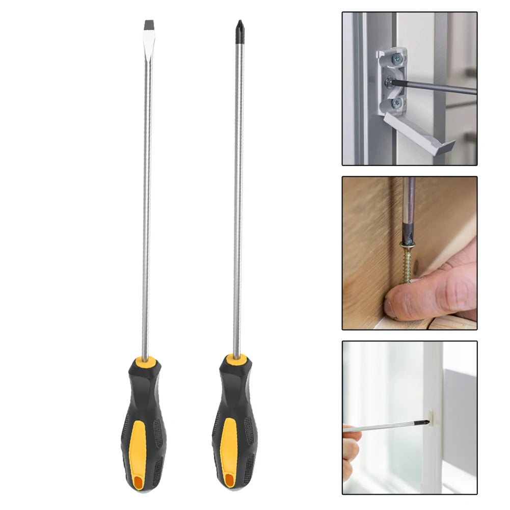 250mm Magnetic Screwdriver – Slotted & Cross Head, Rubber Grip Magnetic Screwdriver Axl