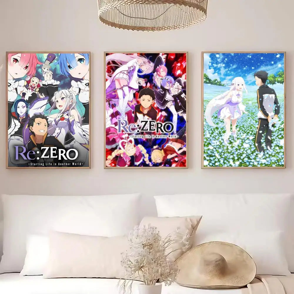 Re:Zero Anime Poster HD Self-Adhesive Waterproof Wall Decor Anime Wall Poster Axl