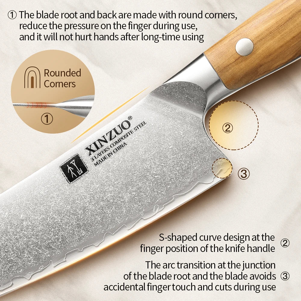 XINZUO 5-Piece Composite Steel Kitchen Knife Set | Gift Box Kitchen Knife Set Axl