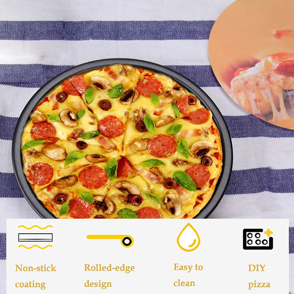 Nonstick Carbon Steel Pizza Pan – Round Baking Tray 7–10 Inch Pizza Baking Pan Axl