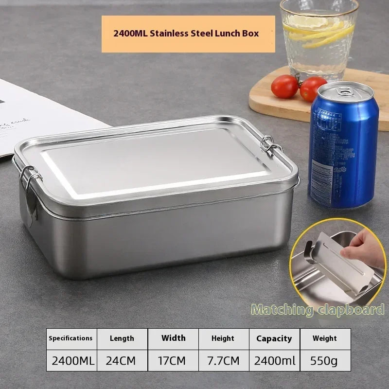 Stainless Steel Lunch Box with Lockable Clips | Metal Bento Box Bento Lunch Box Axl 2400ml