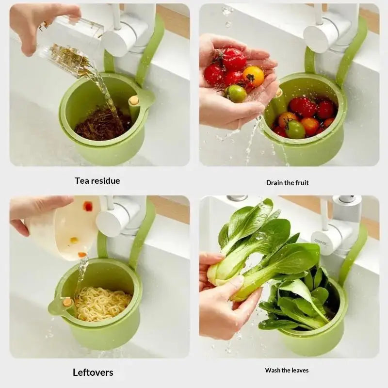 Hanging Sink Colander & Drain Basket | One-Press Empty Sink Drain Basket Axl