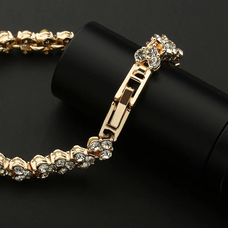 Heart Rhinestone Crystal Charm Bracelet – Women's Bangle Charm Bangle Bracelet Axl