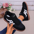 Women's Lace-Up Sneakers – Lightweight Anti-Slip Thick Sole Women's Casual Sneakers Axl black 39