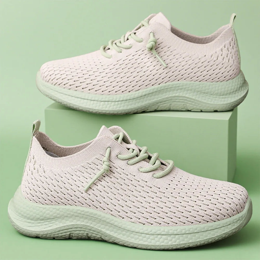 Women's Mesh Lace-Up Sneakers – Breathable Flat Casual Shoes Women's Sneakers Axl