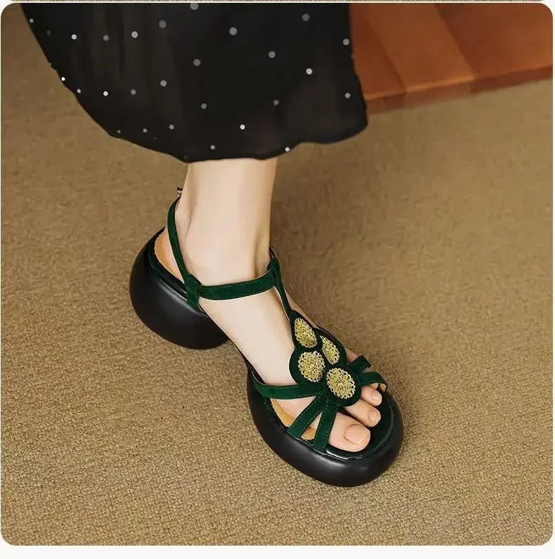 Women's Buckle Square Heel Sandals – Fashion Roman Summer Shoes Women's Sandals Axl green 36