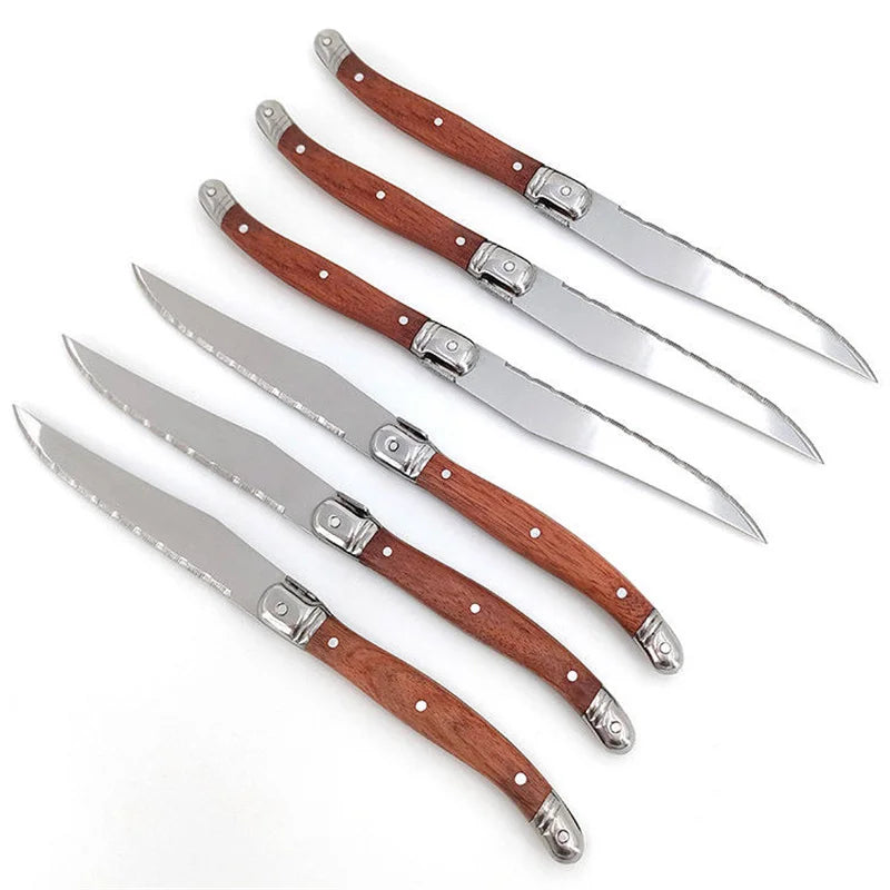 Serrated Steak Knives Set 4/6/8 Pc – Full Tang Steel & Wood Handle Steak Knife Set Axl