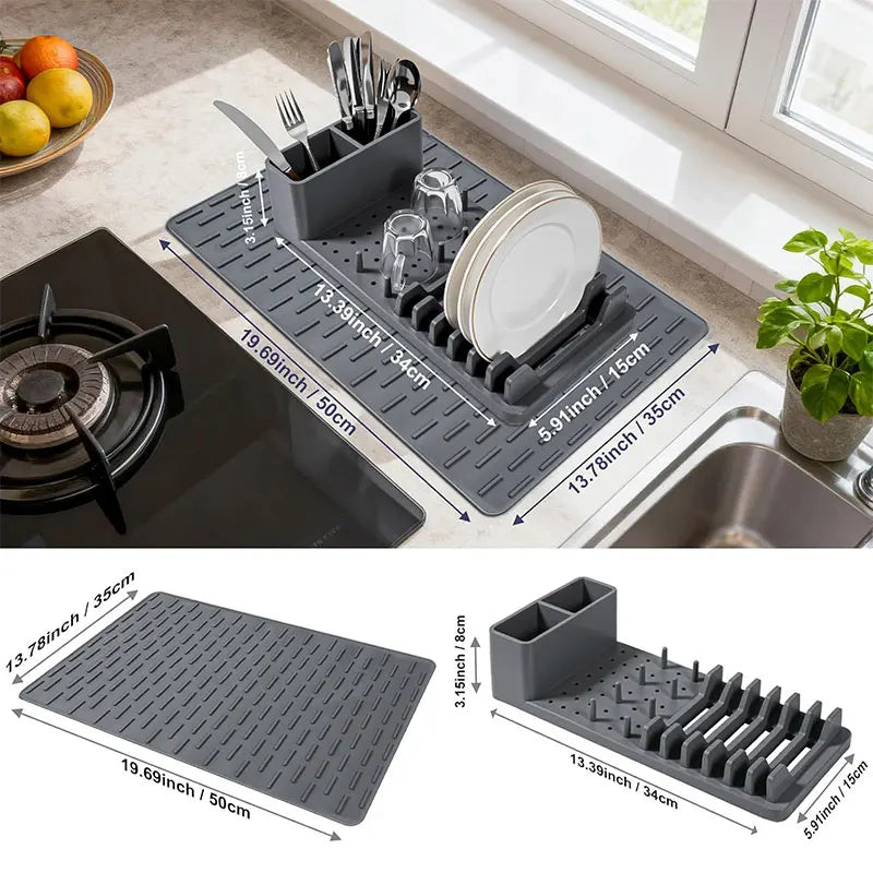 Foldable Silicone Dish Drying Mat – Non-Slip Kitchen Rack Silicone Drying Mat Axl
