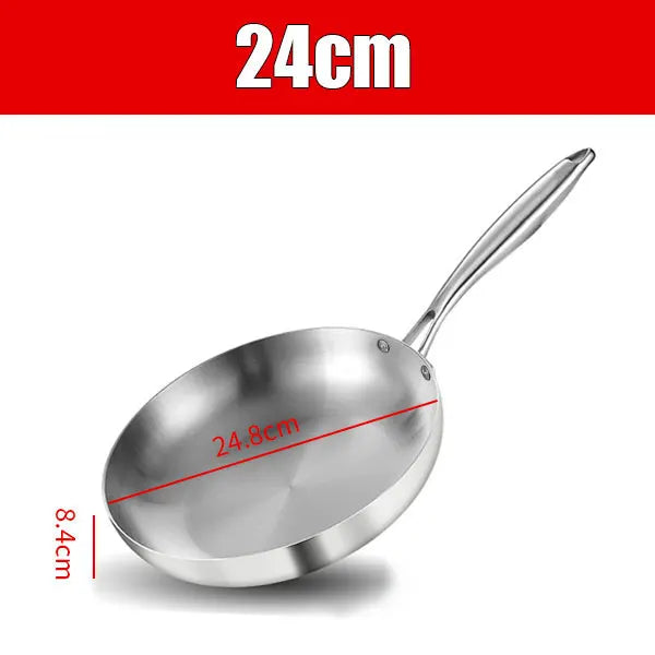 304 Stainless Steel Tri-Ply Nonstick Frying Pan & Wok 24–30cm Stainless Steel Cookware Axl 24cm