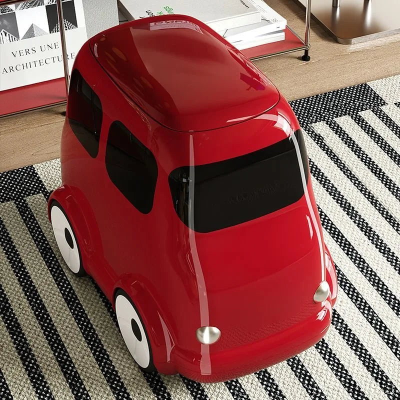 Cartoon Bus Trash Can – Large Retro Plastic Dustbin with Wheels Decorative Trash Can Axl
