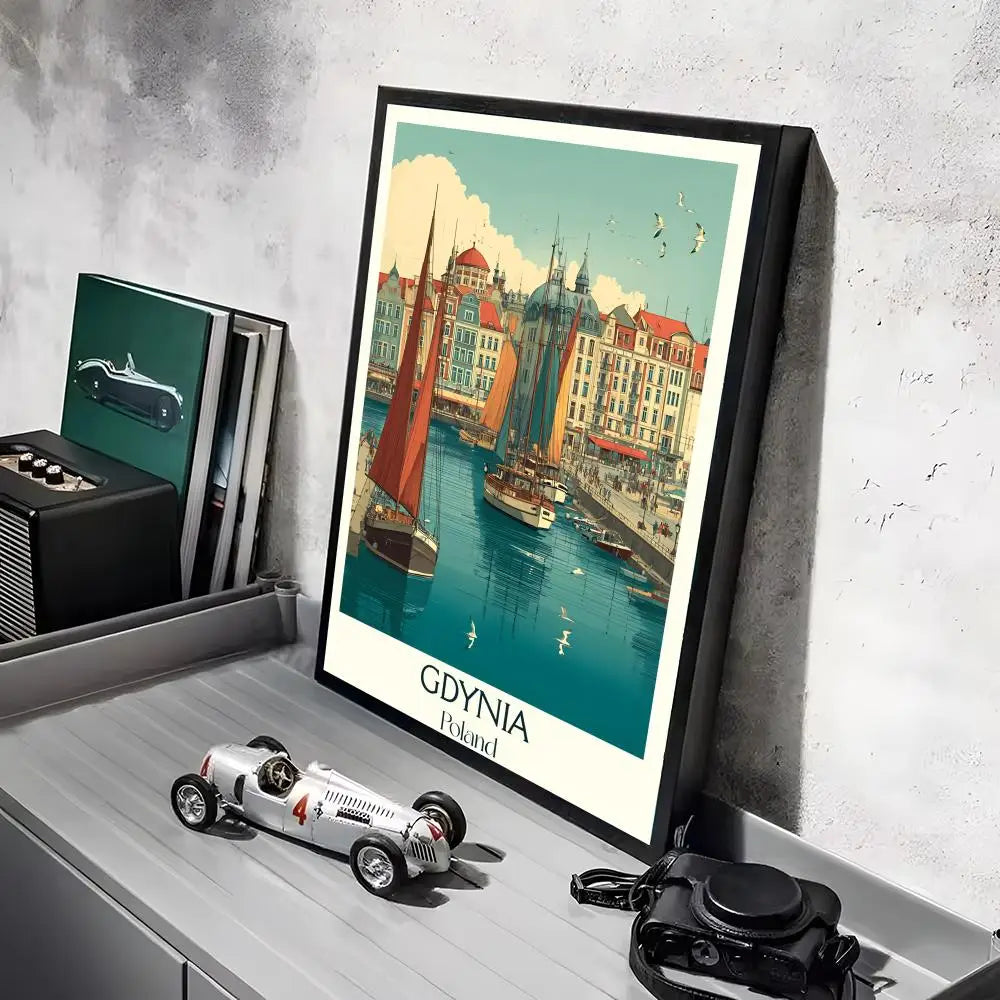 Vintage Poland City Minimalist Wall Art Poster Sticker Wall Art Poster Axl Black7 21X30cmNoframe