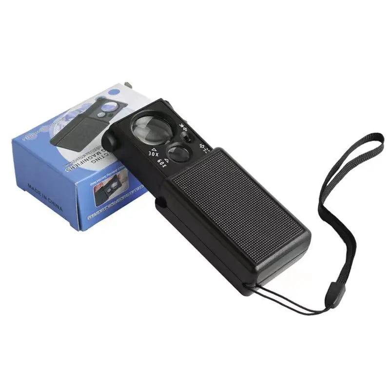Jewelry Loupe 30X 60X Magnifier with LED & UV Light | Foldable Jewelry Loupe Magnifier Axl