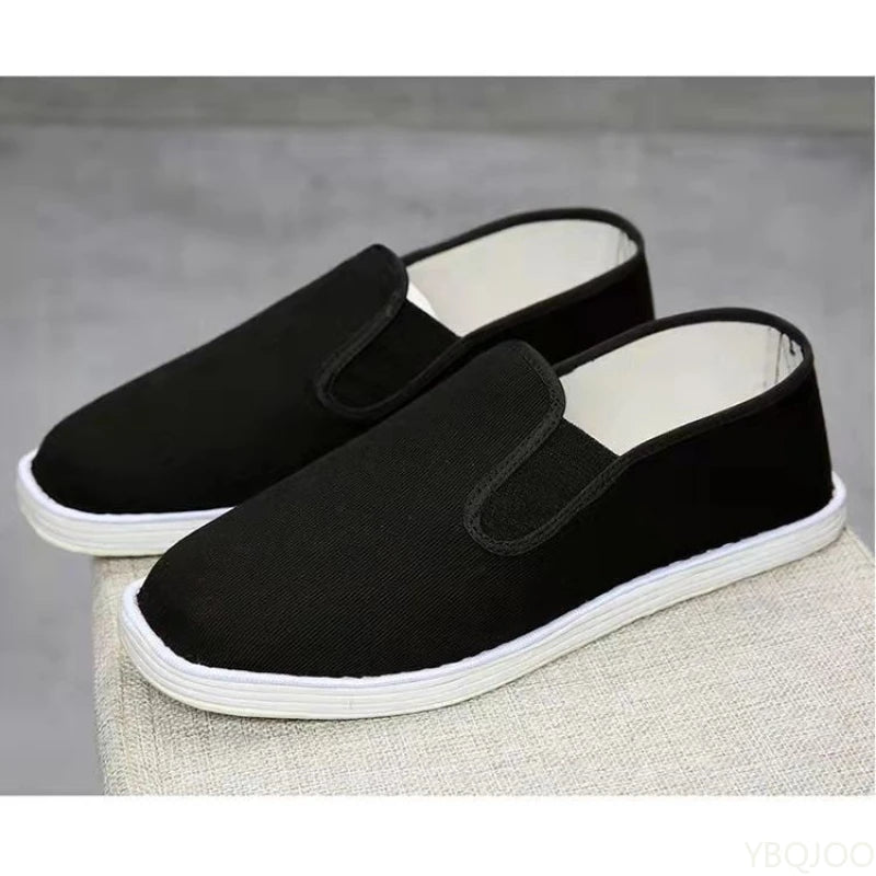 Men's Handmade Canvas Slip-On Shoes – Lightweight Breathable Flats Canvas Slip-On Shoes Axl