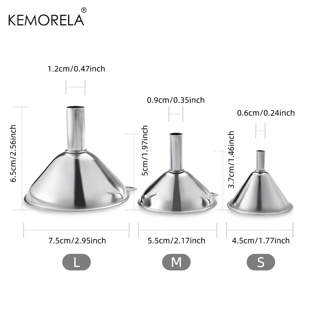 3-Piece Stainless Steel Kitchen Funnel Set – Oil, Wine & Liquid Kitchen Funnel Set Axl